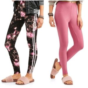 2 Pair of Leggings, Pink/Black Printed